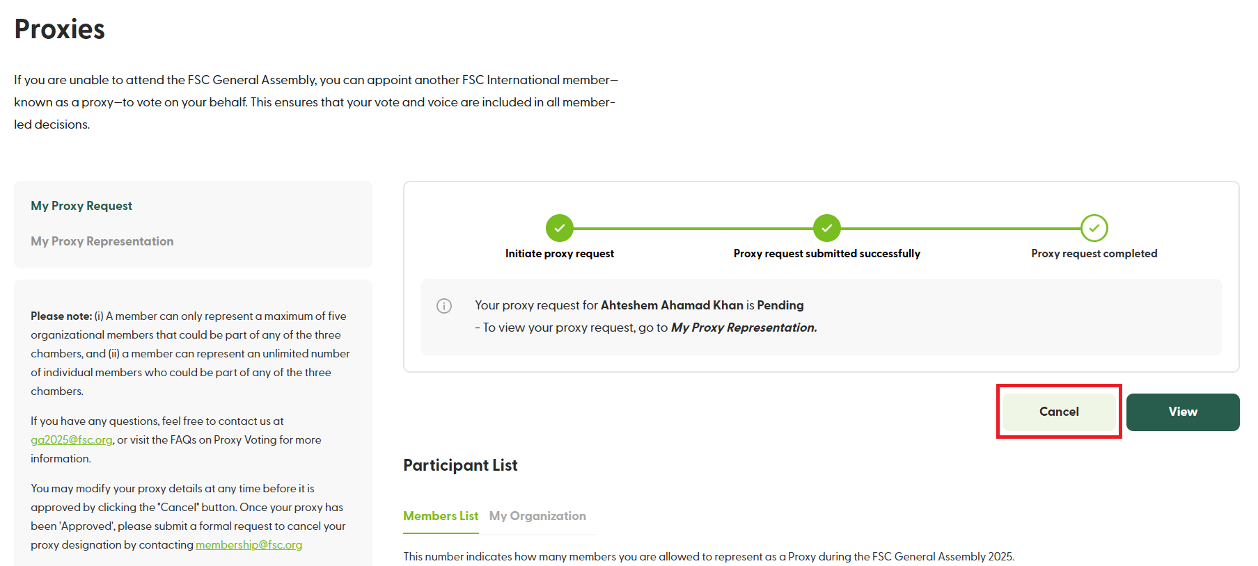 proxy cancellation